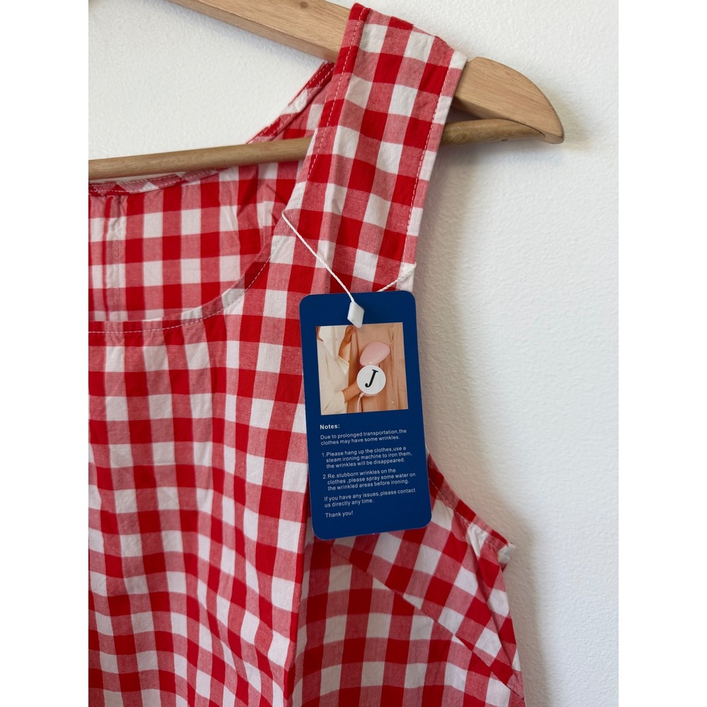 chouyatou Women's Plaid Maxi Tank Dress with Pockets Red Plaid – Size Small NWT - Picture 4 of 6